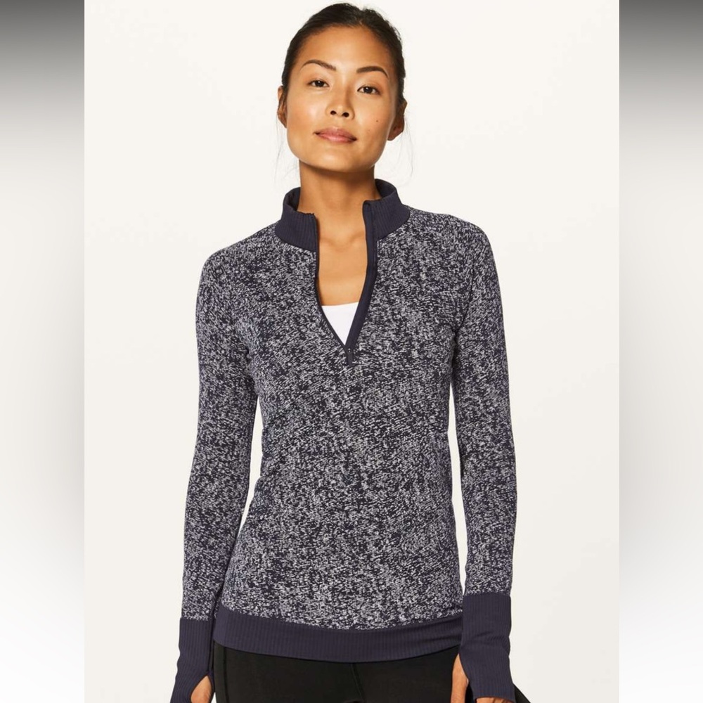 Lululemon, Rest Less 1/2 Zip Top, Black/White, Size 8